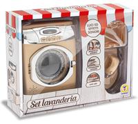 Teorema 66982 - Set Lavanderia Giocattolo con Lavatrice, Asse da Stiro, Ferro da Stiro, Cesta in Plastica e 2 Appendi abiti, luci e suoni reali