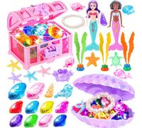Giocattolo Sirenetta - Giocattolo da immersione con forziere del tesoro a forma di conchiglia, gioco per piscina, set regalo da giocare in acqua per l'estate, per bambini, bambini piccoli, ragazze, ra
