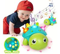 Giocattolo Tartaruga per Gattonare con Luce e Musica, Movimento Automatico Omnidirezionale, Guida al Gattonamento con Testa Alzata per il Tempo a Pancia in Giù, Regalo per l'Educazione Precoce Tagli U