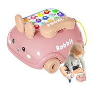 Giocattolo telefonico chiacchiere, pretendenza per bambini - Telefono tirare l'auto con ruote - Bunny Style, Storytelling Fun, Cartoon Music Game, Walking Play Play for Kids Boys Girls