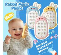 Giocattolo telefono bilingue per bambini da 6 a 12 mesi - a forma di coniglio carino con orecchie masticabili, interattivo con luci e musica, giocattolo educativo per la dentizione, sviluppa le abilit