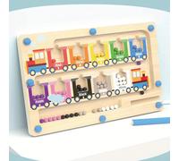 Giocattolo treno di legno con labirinto magnetico con numeri e colori, giochi di puzzle magnetici a forma di treno, attività di conteggio e classificazione dei colori per sviluppare le abilità motorie