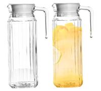 Giocazione d'acqua da 2 pezzi con coperchio e manico, brocca d'acqua acrilica trasparente da 1100 ml per bevande calde e fredde, brocca per bevande, succo, tè freddo, latte altro