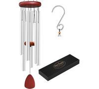 Giochi a vento, 65 cm in alluminio con 6 tubi in metallo, giochi sonori per esterni, decorazione da giardino, terrazzo con presa per il vento, classico (Argento)