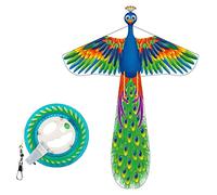 Giochi all'aperto Aquiloni, Aquilone acrobatico con ruota in cristallo da 18 cm e linea di volo 400 m for adulti multicolore(Peacock)