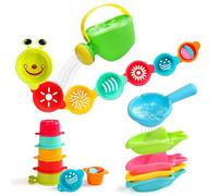 Giochi Bagnetto Neonato 1 Anno, Set 13 Pezzi Giochi da Bagno Antimuffa con Bruco, Barchette e Innaffiatoio, Giocattoli Acqua Bambini per Vasca, Piscina, Spiaggia e Giardino, 1-4 Anni