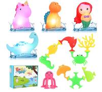 Giochi Bagnetto Neonato, Apritsce 13 Pezzi Giocattoli da Bagnetto Luminosi e Giocattoli a Ventosa, Sirena Giochi Vasca da Bagno Bambini per 6 Mesi