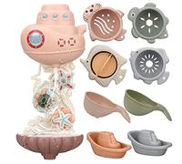 Giochi bagnetto per bambini 1 anno, giocattoli da bagnetto, set da 9 | Giochi vasca da bagno bambini 1 2 3 anni, giochi d’acqua, regalo bambino bambina, barchette, bicchieri e ruota ad acqua