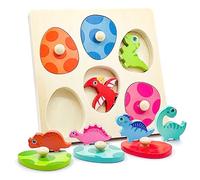 Giochi Bambini 1 2 3 Anni, Puzzle Legno Gioco Montessori Dinosauro e Uovo Colori Smistamento, Giocattoli Bambino Educativi Interattivo Pasqua Regali per Ragazze Ragazzi