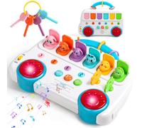 Giochi Bambini 1 Anno - Giochi Montessori 1 Anno 6 Animali Giocattolo per Bambini con Musica e Chiavi, Gioco Bimba Gioco Bambino Giocattoli Educativi Interattivi Bambino Regalo Bimbo Bambina 1 2 Anni