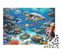 Giochi creativi sul mondo sottomarino della vita marina, stimolanti e divertenti, adatti all'intrattenimento e all'istruzione in famiglia, 1000 pezzi (75x50 cm)