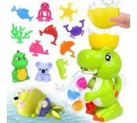 Giochi da Bagnetto per Bambini, Dinosauro Giocattolo da Bagno con Giochi da Bagno Galleggianti, Giocattoli Colorati con Ventosa, Kit Bagnetto Giocattolo Regalo per Ragazzi Ragazze