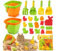 GIOCHI DA SPIAGGIA BAMBINI 29 PCS SET SABBIA TEMA FATTORIA CON SECCHIELLO E FORM