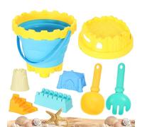 Giochi Da Spiaggia Per Bambini | Con Secchiello Pieghevole E Formine 8 Pezzi | Kit Costruzione Castelli Di Sabbia | per Cortile Riva Lago Sponda Fiume Giardino, Bambini e Bambine