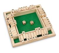 Giochi da tavolo Chiudi la scatola Gioco di dadi di legno Gioco Flop su quattro lati Gioco di matematica Un classico gioco bambini Regalo per feste in famiglia Adatto da 1 a 4 giocatori
