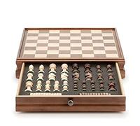 Giochi Da Tavolo Per 2 Giocatori Set Di Scacchi In Legno Di Noce Da 15 Pollici, Set Di Scacchi E Dama Con Slot Per Riporre I Pezzi Degli Scacchi Interni Esterni