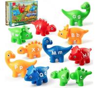 Giochi di Dinosauri per Bambini 3-5 Anni, Giocattoli Educativi per Imparare l’Alfabeto, Puzzle Montessori ABC Maiuscole e Minuscole, Giochi di Abbinamento per Bambini e Bambine in Età Prescolare