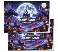 Giochi di Halloween, 50 fogli, Città Paese, Fiume, Halloween Horror Edition gioco, divertente gioco di famiglia, Halloween Quiz Il blocco di gioco, Edizione spaventosa, regalo di Halloween per bambini