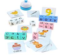 Giochi di Parole per Bambini | Puzzle Educativi in Legno - Attività di Costruzione Parole con Flash Cards | per Casa Scuola Asilo Feste Famiglia Bambini 3-6 Anni