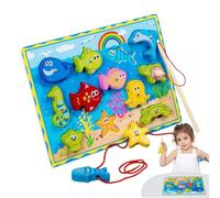 Giochi Di Pesca per Bambini - Blocchi di Animali in Legno, Giocattoli Da Pesca Multifunzionali, Giochi Di Pesca Per Bambini Giocattoli Di Puzzle Di Pesca In Legno, Giocattoli Ed