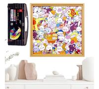 Giochi Di Puzzle - Cornice portafoto con coniglio artigianale, gioco da colorare da viaggio Dipinto a mano, per ragazzi e ragazze 6-12 anni, decorazione per camera, regali familiari