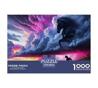 Giochi di puzzle impegnativi per adulti a tema cavalli: cavaliere e cavallo in un cielo vivido per donne, regali per uomini dai 14 anni in su 38x26 cm/1000 pezzi