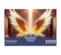 Giochi di puzzle per adulti con ali d'angelo: ali sopra un bacino di fiori luminoso, stimolanti e stimolanti per la decompressione, 38x26 cm/1000 pezzi