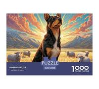Giochi di puzzle per adulti con cani: cane nel grano al tramonto, stimolante e stimolante per la decompressione, 52x38 cm/1000 pezzi