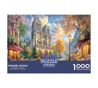 Giochi di puzzle per adulti con pittura di paesaggi urbani: scena della cattedrale di Notre Dame, stimolante e stimolante per la decompressione 38x26 cm/1000 pezzi