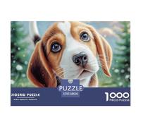 Giochi di puzzle per adulti con simpatici cani: cucciolo di Beagle che sbircia oltre il bordo per donne, regali per uomini dai 14 anni in su 38x26 cm/1000 pezzi