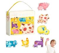 Giochi Di Puzzle Per Bambini | Giocattolo Educativo Con Animali Per Bambini,Gioco Educativo di Puzzle a Tema Animali con Borsa con Manico,Per Ambienti Interni, Asilo, Scuola Materna, Casa, Viaggio Lu