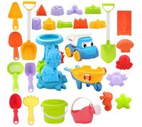 Giochi Di Sabbia Per Bambini - Set da 30 Pezzi Divertente per Scavare, Esplorare e Costruire - Giocattoli da Spiaggia e Sabbia - per Esterno, Piscina, Acqua, Nuoto, Immersioni, Vacanze Estive, Famigli