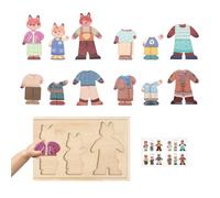 Giochi Di Vestire Design Animali - Giocattolo Impara A Vestire,Puzzle in Legno Educativo Abiti Abbinati per Gioco Simbolico Bambine Prescolari Regalo Completo