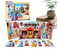 Giochi di Vestire per Bambini,Set Di Principesse Con Adesivi Magnetici Per Vestire | Gioco di Imitazione Puzzle Giocattoli Educativi per Scuola Casa Viaggio in Auto Compleanno Natale Ragazze