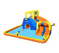 Bestway Piscina megaparco acquatico mis. 551x502x265 cm, scivolo d'acqua, cannone spara acqua, tunnel, parete per arrampicarsi, include soffiatore d'aria, picchetti di ancoraggio, borsa per il trasporto