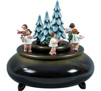 Giochi il cantante di arrivo della scatola blu D = legno di Erzgebirge di Music Box dell'orologio del gioco di 22 cm