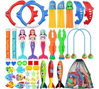 Giochi Immersione Piscina 43 Pezzi,Giochi da Piscina per Bambini,Giocattoli da Immersione Inclusa Bastoncini da Immersione,Tesori dei Pirati e altro,Ideale per Spiaggia Piscina, e Allenamento Nuoto