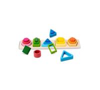 Giochi in legno per bambini da 1 a 3 anni con forme geometriche impilabili e giochi sensoriali per lo sviluppo della motricitÃ fine.
