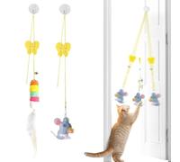 Giochi Interattivi per Gatti in Casa,2 Pezzi, Gioco Appeso,Gioco Gatto Interattivo con Ventosa, Cat Toy fa Esercizio per Amici Pelosi,Allevia la Tensione e L'ansia del Gatto