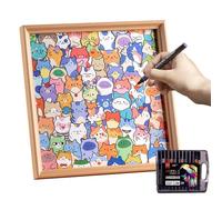 Giochi - Legno 30x30x2,5 cm | Disegno Animale Gatti con 2 in 1 Puzzle In Legno Di Gatto Cornice Fotografia, per Giovani, Bambini, Adulti, , Libreria, Armadio