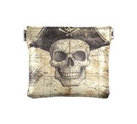 Giochi Mappe del Tesoro Pirati Teschi Portamonete in Pelle da Donna Sacchetti Portamonete Portatile Chiusura Portafoglio Porta Carte per Uomo Donna Viaggio