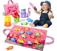 Giochi Montessori 1 Anno - Gioco Pesca Morbidi per Bimbo Bimba Con 12 Pesci - Gi