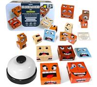 Giochi Montessori 2 3 4 5 6 Anno, Puzzle di Blocchi di Emoji in Legno, Blocchi di Cubi Che Cambiano Volto, Giochi Legno Bambini, Regali Bimbo Bimba