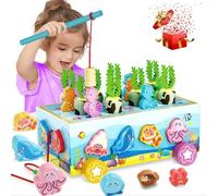 Giochi Montessori Bambini Bambina 1 2 3 4 Anni Costruzioni Gioco Bambino 1 Anno Giocattoli Gioco di Pesca con 12 Blocchi a Tema Oceanico Giochi in Legno Educativi Regalo Bambino Bimba 1 2 3 4 Anni