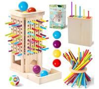 Giochi Montessori in Legno Bambini, Gioco di Torre in Legno, giochi da tavolo bambini con bastoncini colorati e dadi, Fine Motor Game, Family Travel Game, Regalo Bambina Bambino 3-9 Anni