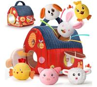 Giochi Montessori Neonato 6-12 Mesi - Casa Morbida Animali da Fattoria con Fienile/Sonaglio/Specchio Neonati Montessori Sensoriale Educativo per Bambini 1 2 3 Anni,Regalo Perfetto per Neonati e Prima
