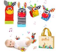 Giochi Neonato Sonagli Sensoriali per Bambini, Calzini Da Polso Simpatici Animal