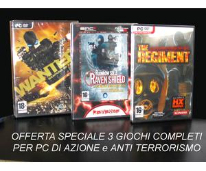 GIOCHI PC THE REGIMENT + WANTED WEAPONS OF FATE + RAINBOW SIX 3 RAVEN SHIELD PAL