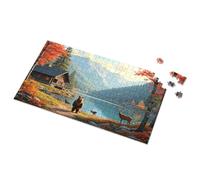 Giochi per bambini 8-12 Autunno Serenità: Cabina vicino al lago con la fauna selvatica Puzzle Eurographics Puzzle 1000 pezzi Toddler Puzzle (300PCS)