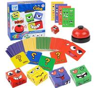 Giochi per bambini Face Change Cube Game Expression Puzzle Building Blocks con Campana Face Changing Magic Cube Wooden Express Toy per età 3-12 anni